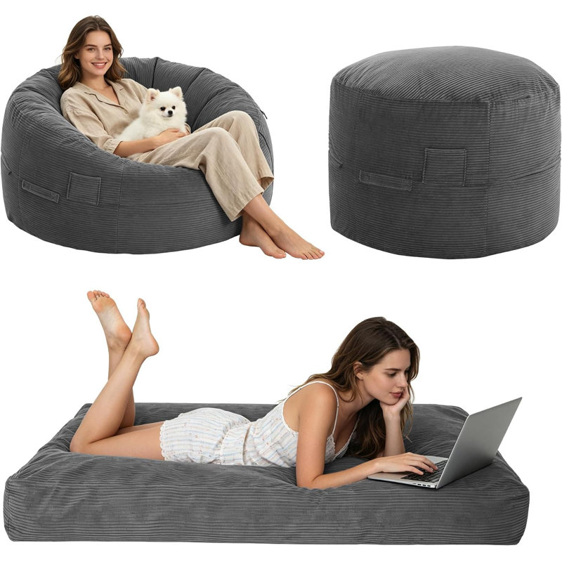 Fauteuil-sac géant, fauteuil-sac convertible, Dark Grey
