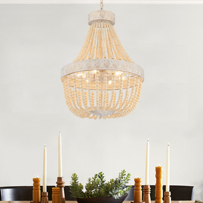Lustre empire unique à 6 lumières, Blanc / Doré