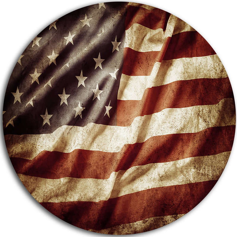 American Flag Circle Metal Wall Art Print, 23" x 23"