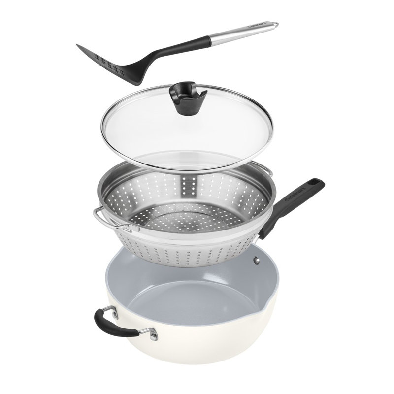 Ensemble 4 pièces de casseroles préférées Cuisinart (poêle multi-usages de 4,5 pte avec couvercle, cuiseur à vapeur, tourneur à fentes)