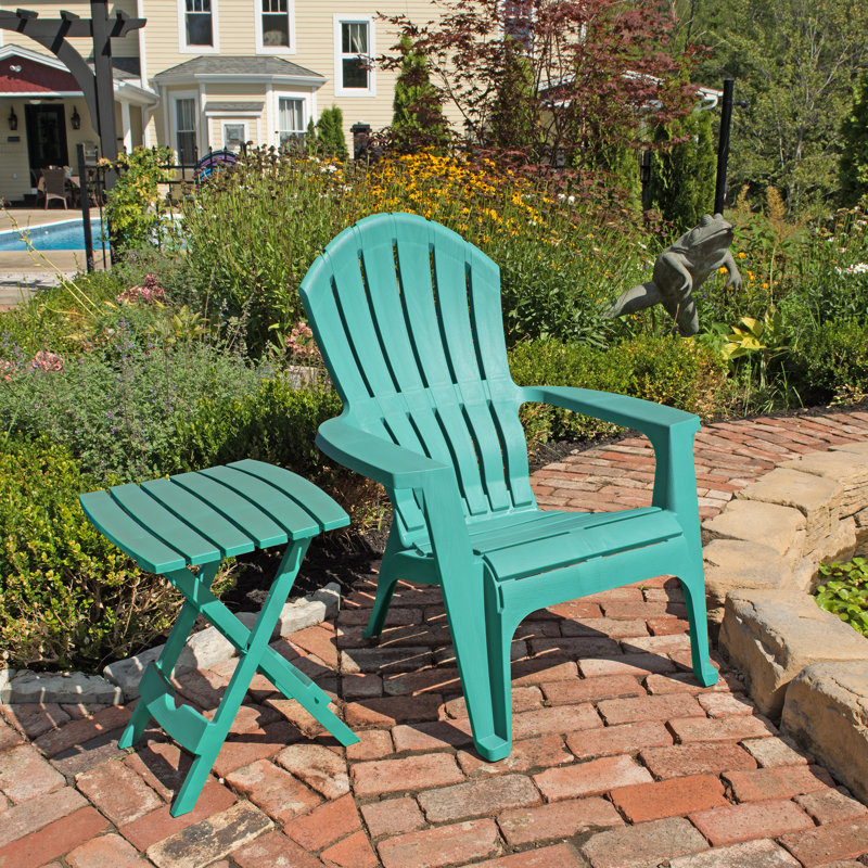 Keter Quik-Fold Side Table Durable Resin Outdoor Folding Patio End Table, Teal