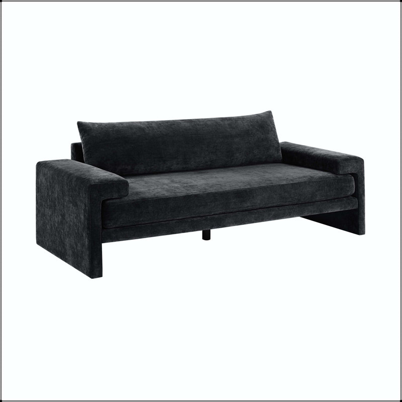 Canapé surdimensionné de 80,7 po à 3 places avec tissu chenille et accoudoirs larges, Chenille noir
