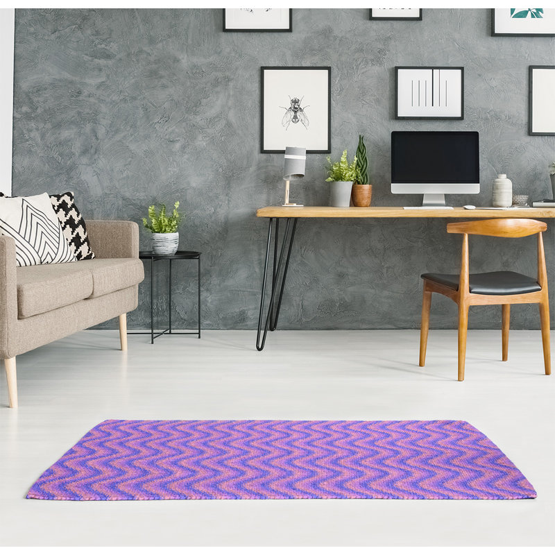 Tapis rose rayures ondulées, Rectangle 5 pi x 7 pi