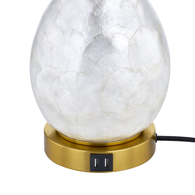 Ensemble de lampes de table en verre 25,5 "avec ports USB et commande tactile Pociask