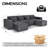 132.2" U-Shaped Cloud Sectional Sofa – Deep Seat, Black Upholstered, Modern Living Room Couch, No Assembly, Modular, Spacious & Comfortable-1949871323