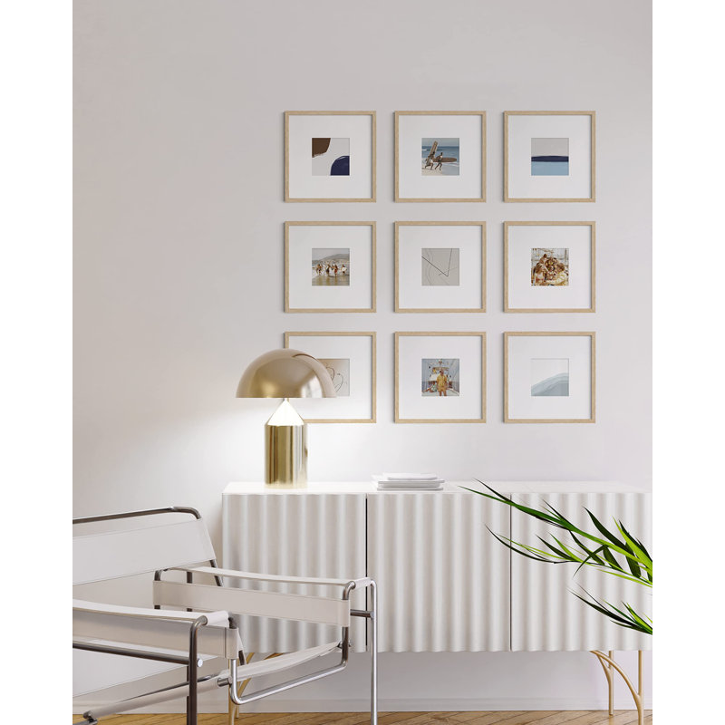 Cadre photo - ensemble de 9, 5 po x 5 po, 10 po x 10 po, Beige