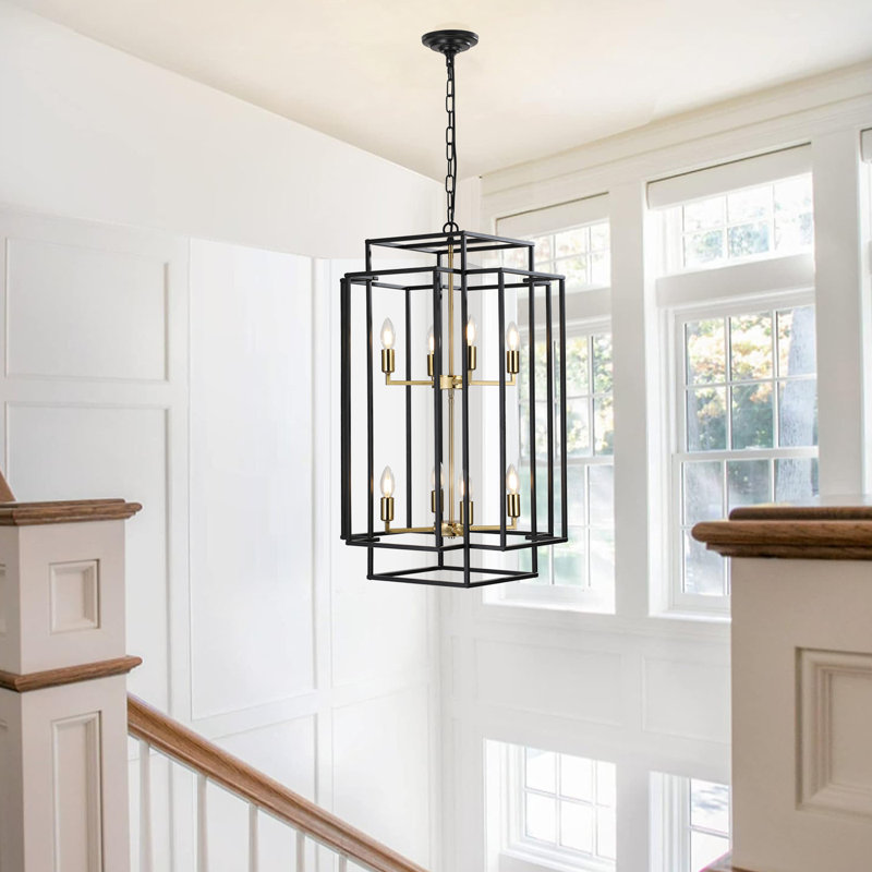 8-lamp gold adjustable iron pendant light, Gold