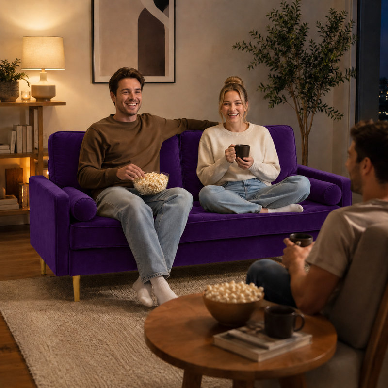Moniet 66.9'' Velvet Loveseat, Purple