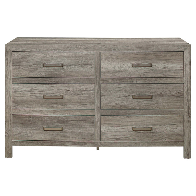 Commode de chambre rustique 6 tiroirs gris vieilli 6 tiroirs Mission