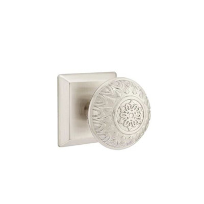 Ensemble de mortaise intérieure Emtek avec rosette Quincy et bouton Lancaster (LH)