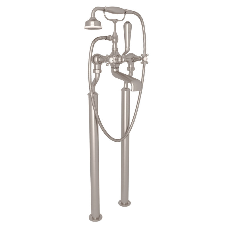 Robinet de baignoire Georgian Era, Nickel satiné, Cross Handle