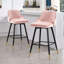 Tabouret de bar et de comptoir pivotant rembourré de 26 po / 29 po avec structure en métal solide et dossier en velours-28795499-28795498
