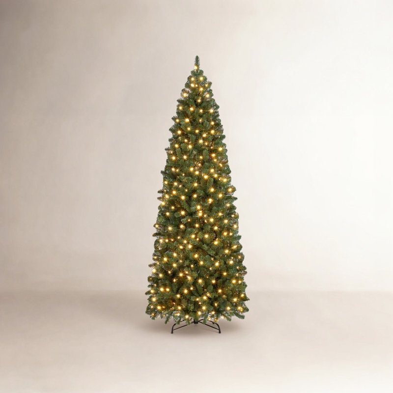 Arbre de Noël à charnière épinette avec support pliable Nyle, 9 pi, Illuminée