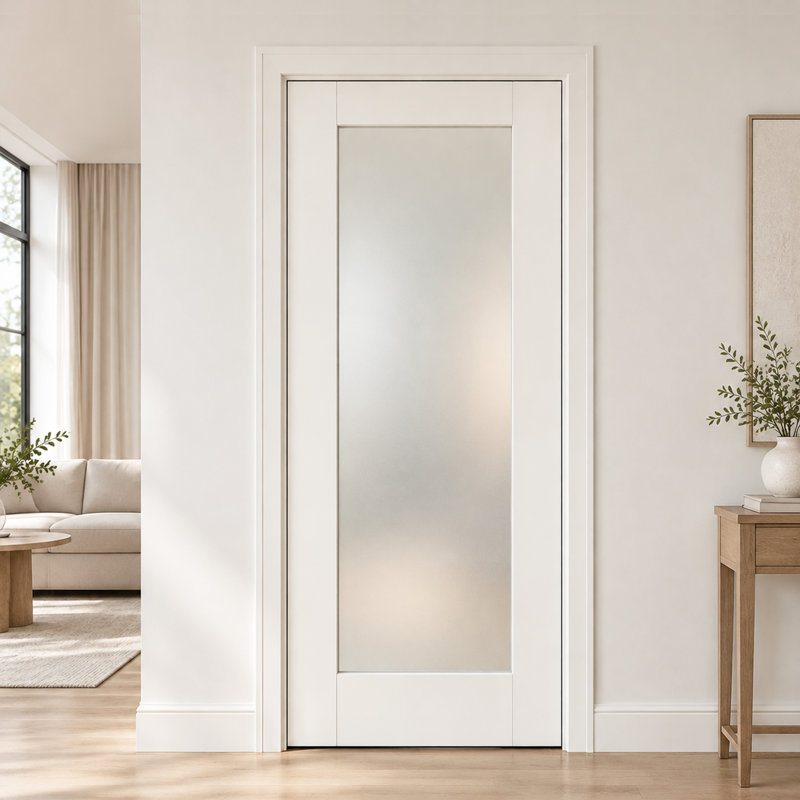 1 surface intérieure en verre dépoli avec panneau de fibres à densité moyenne, 18 po x 80 po