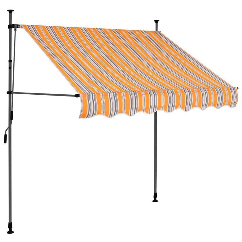 Polyester Cover Retractable Door / Window Awning, 59.10" H x 78.70" W, Striped Yellow/Blue