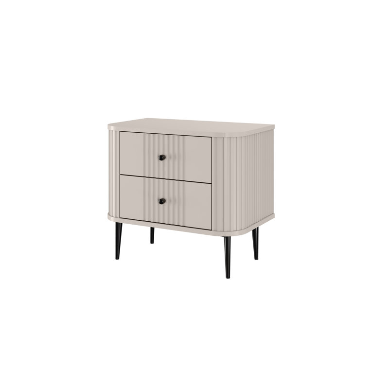 Dayzee 56cm W Manufactured Wood Bedside Table, Black, Cashmere/Black, Cashmere