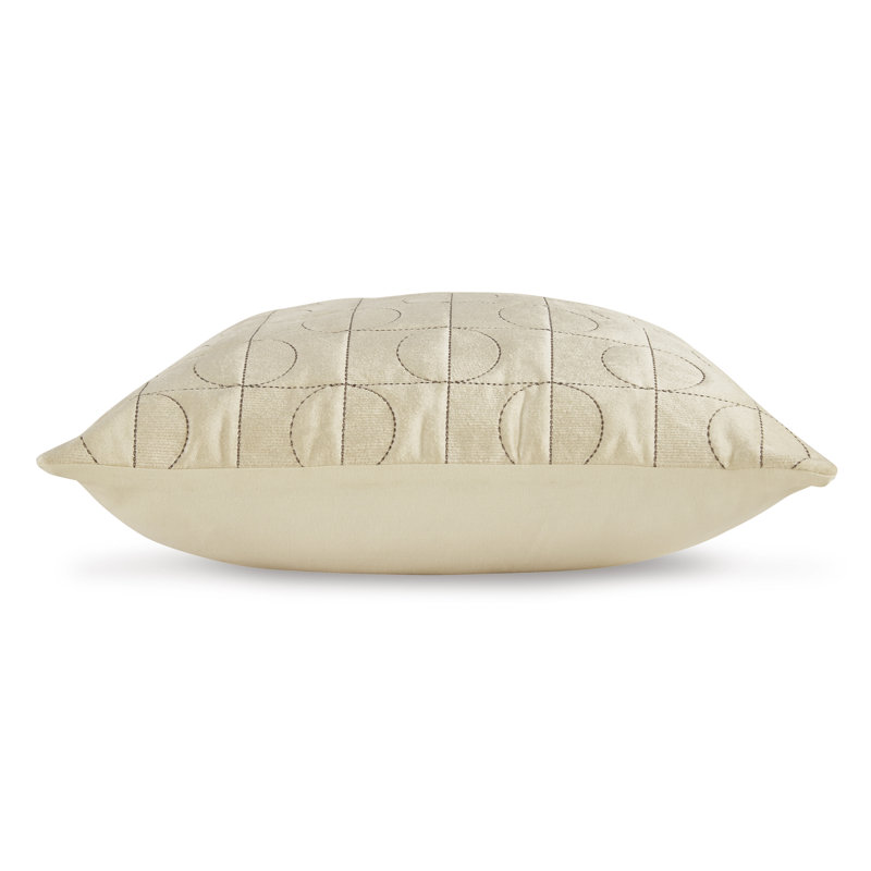 Cream Embroidered Cotton Blend Square Pillow