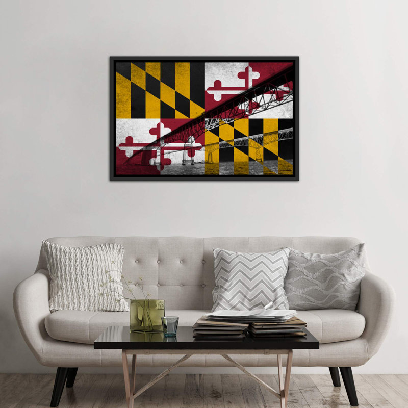 « maryland (chesapeake bay bridge) »-impression sur image, Toile avec cadre noir, H 48 po x l 32 po x P 1,5 po
