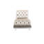 Chaise longue capitonnée en velours beige avec pieds en acrylique
