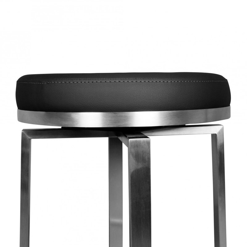 Gabrielle Swivel Upholstered Counter Stool with Metal Frame, Black