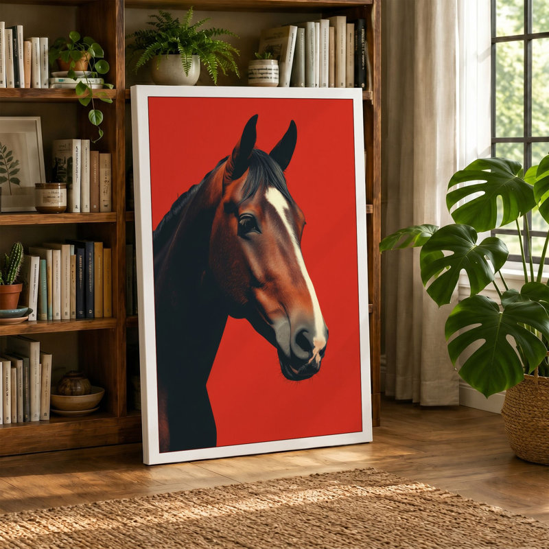 Noble Steed Portrait Modern - Wrapped Canvas, 18x12 - 45.7 x 30.5 cm, Ochre Border