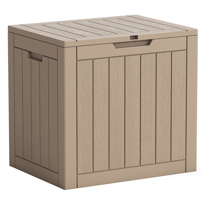 Devoko 22'' W 32 Gallons Water Resistant Resin Lockable Deck Box in Light Coffee