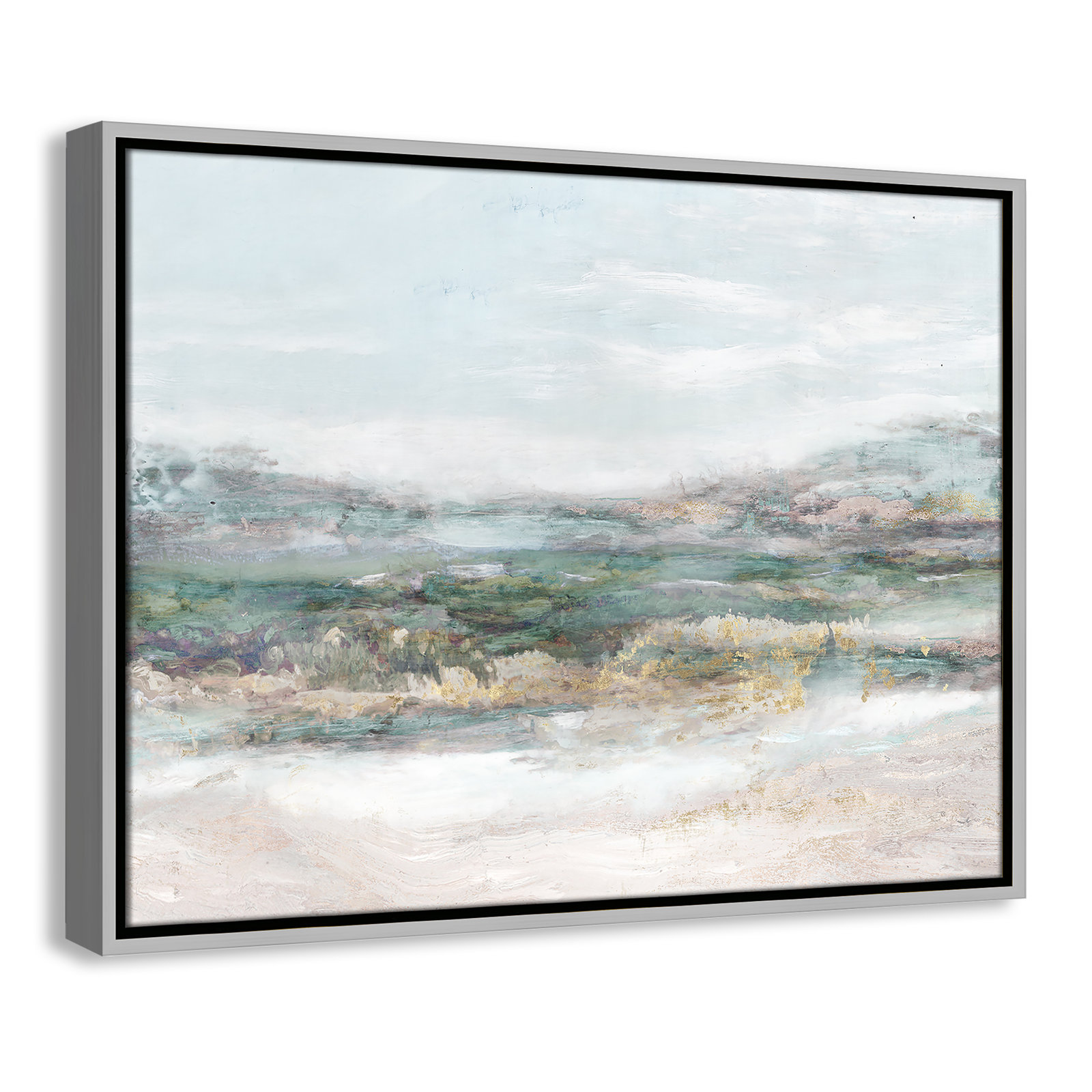 Lori "Dazzling" Painting by Matina Theodosiou, 19.5" H x 25.5" W x 2" D, Silver Framed Canvas, No Mat