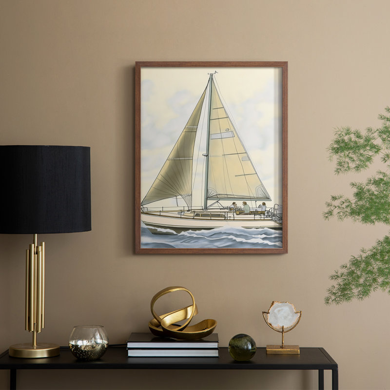 NAUTICAL Series C XXVII - Impression encadrée de qualité supérieure - Prêt à être accroché - Aucun clou requis, Noyer
