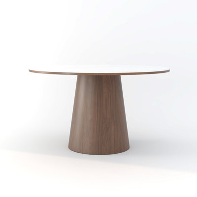 Maxwell 53" Dining Table for 6, Sintered Stone Tabletop with Solid Wood Base