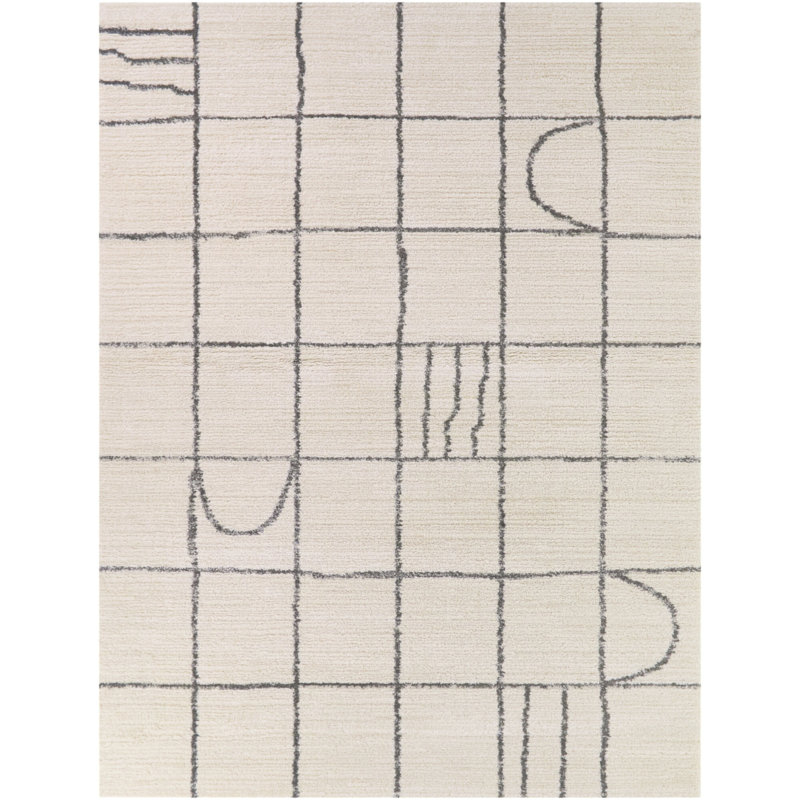Tapis crème / gris anthracite moderne Melaneus, 7 pi 10 po x 10 pi