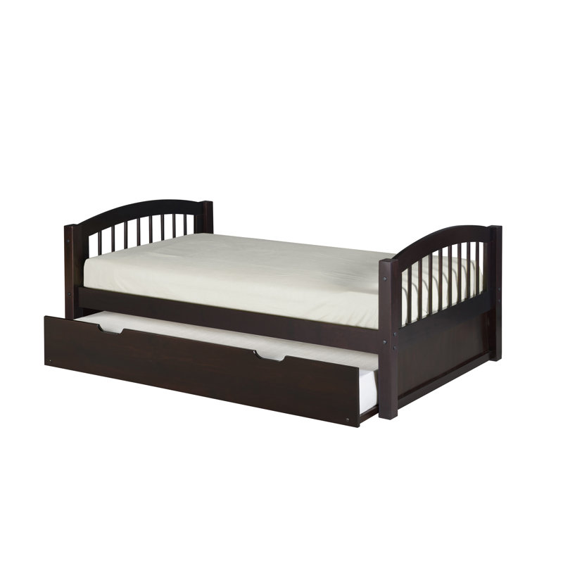Lit plateforme en bois massif avec lit gigogne Friedemar, Cappuccino