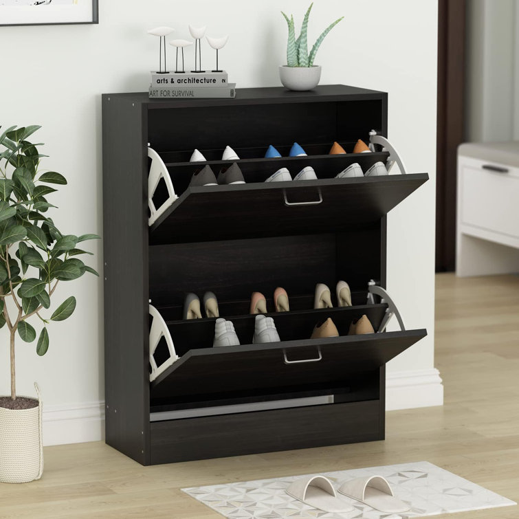 Ebern Designs 12 Pair Solid Wood Shoe Rack