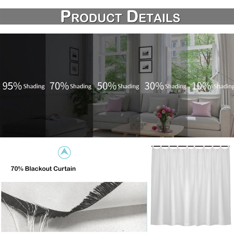 Yicel Outdoor Blackout Curtain Single Panel, Grayish White