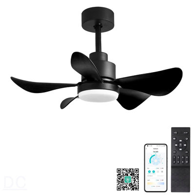 28' Ceiling Fans With Lights And Remote/APP Control, Low Profile Ceiling Fans With 5 Reversible Blades 3 Colors Dimmable 6 Speeds Ceiling Fan For Bedroom Kitchen
