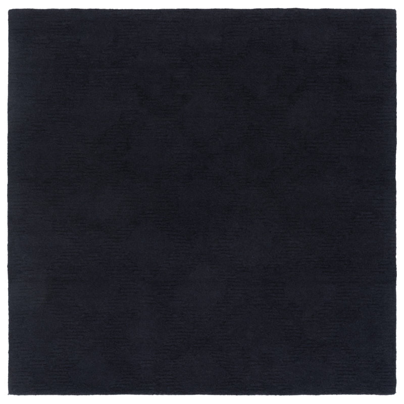 Bacco 676 Hand Tufted Wool/Cotton Geometric Indoor Use Only Rug in Black, Square 6'