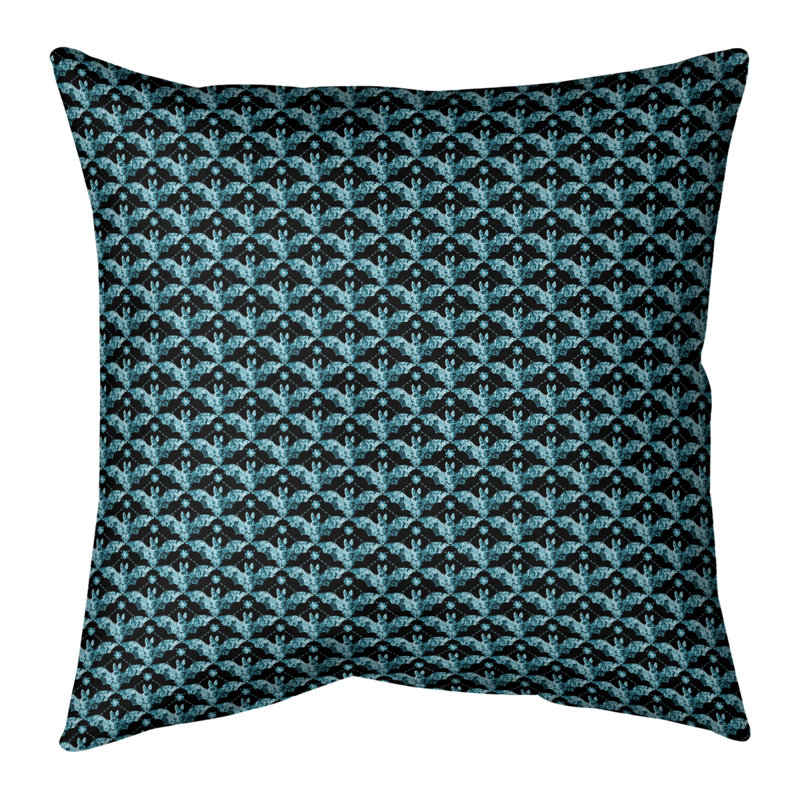 Katelyn Elizabeth Bats Square, Bourre en polyester, 18" x 18", Bleu foncé/noir