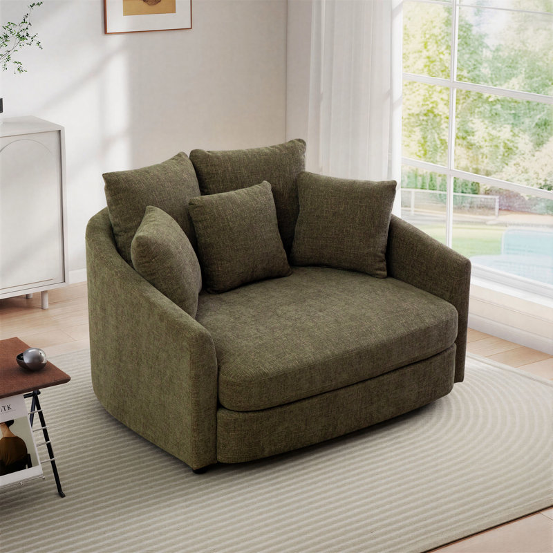 Fauteuil d'appoint en chenille surdimensionné, Vert