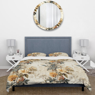 Vintage Beige Floral Countryhome Charm Floral Duvet Cover