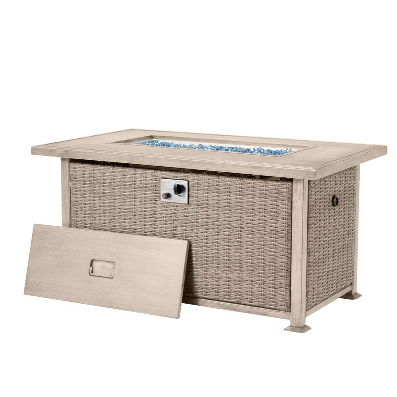 Table de foyer d'extérieur au gaz propane, Beige, H 24,8 po x l 50,1 po x P 30,5 po