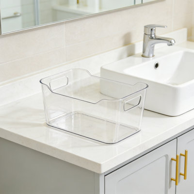 Clear Plastic Storage Bins, 12 Pack Pantry Organizers, Large Clear Bins With Handle For Kitchen Freezer Cabinet Closet Bathroom