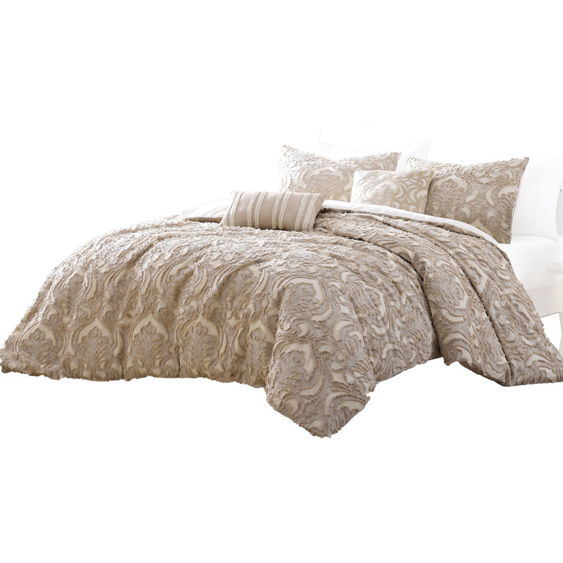 Ensemble d'édredon en microfibre 6 pièces, Beige, Édredon de grande taille et 5 pièces supplément