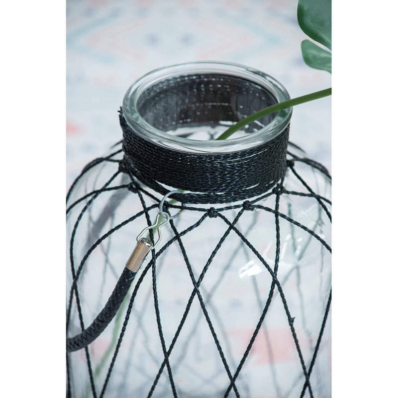 Vase de table en verre transparent / noir, H 12 po x l 6,9 po x P 6,9 po