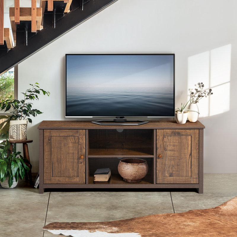 Hegland Unfinished TV Stand for TVs up to 43", Vintage Brown