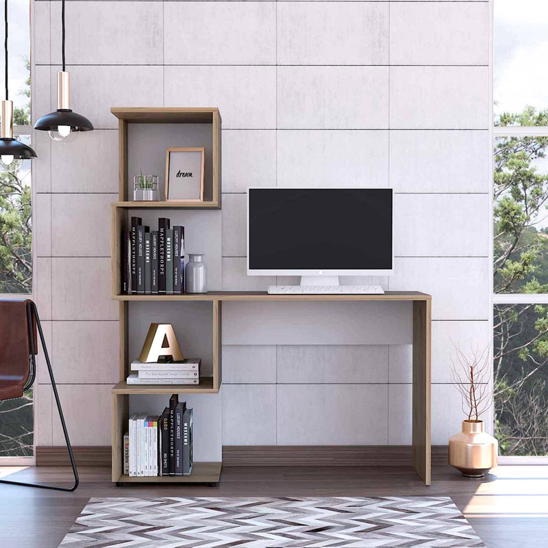 Bureau d'écriture avec bibliothèque géométrique