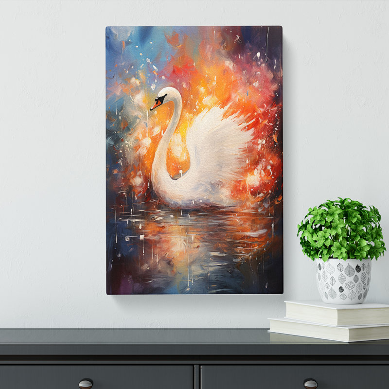 Swan Expressionism - Wrapped Canvas, 60cm H x 40cm W x 3cm D