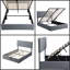 Lit plateforme tapissier double avec rangement hydraulique et tête de lit en lin - Gris élégant-111588435