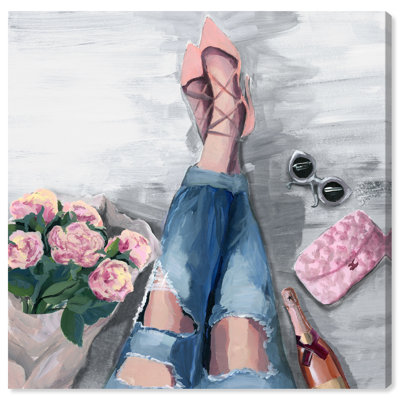 «Fashion and Glam Waiting For You», impression d'art sur toile rose