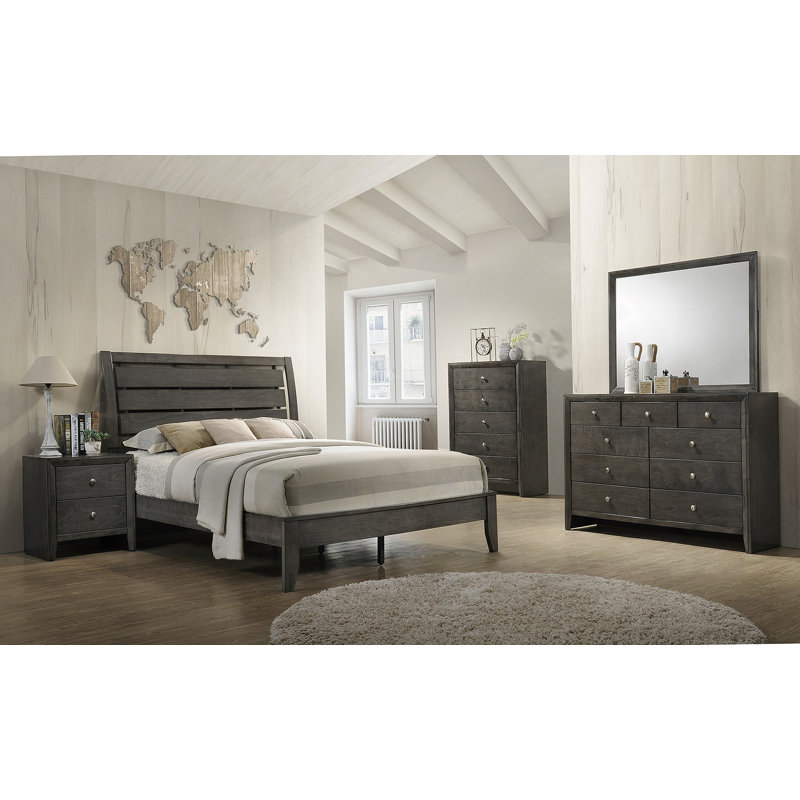 Grand lit-bateau gris