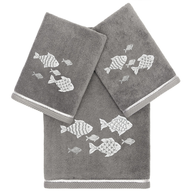 Ensemble de serviettes en coton turc 3 pièces figure 3, Gris anthracite