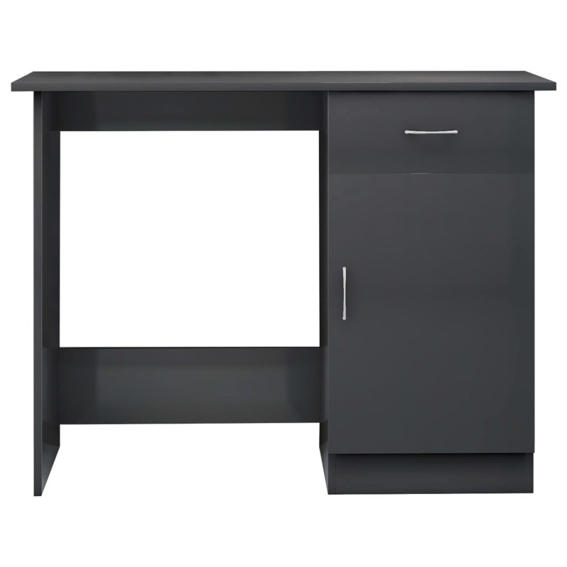 Bureau d'ordinateur avec tiroir en bois d'ingénierie, Gris foncé